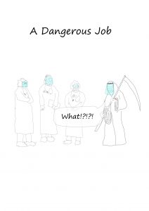 dangerous job grim reaper hazmat suite doctor nurse health care hospital life death covid19 pandemic