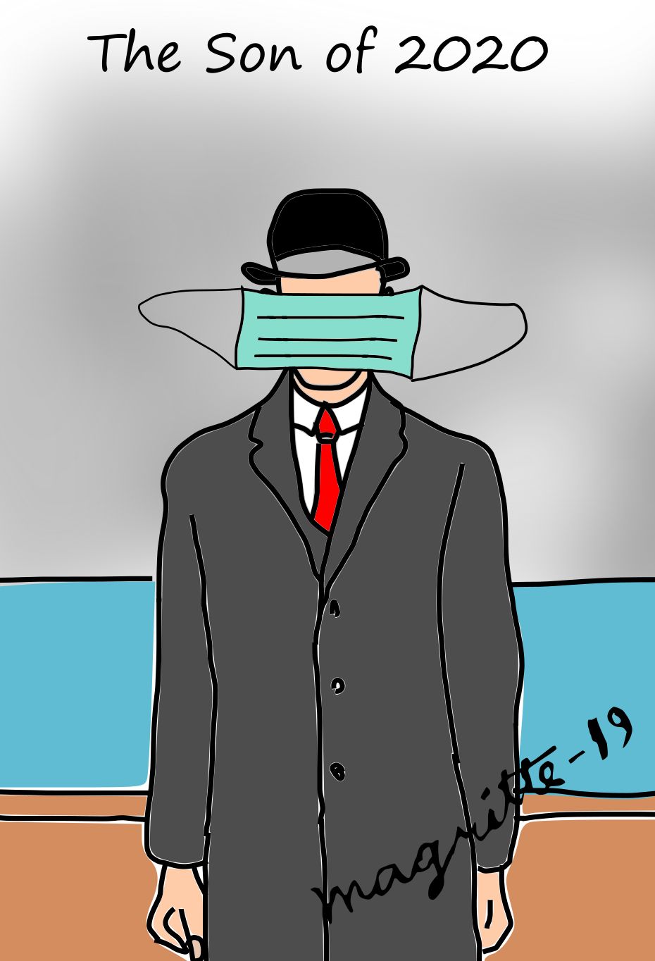 rene magritte painting the son of man 2020 covid covid19 magritte19 facemask apple cover coat hat