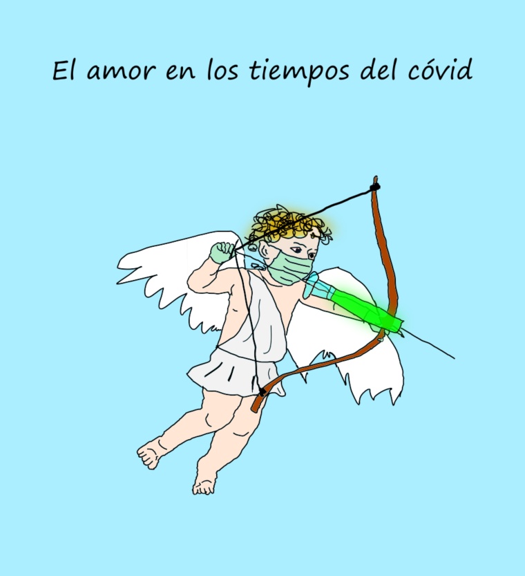 covid19 pandemic love cupid syringe vaccine vaccination pandemic angel inger archer bow arrow facemask