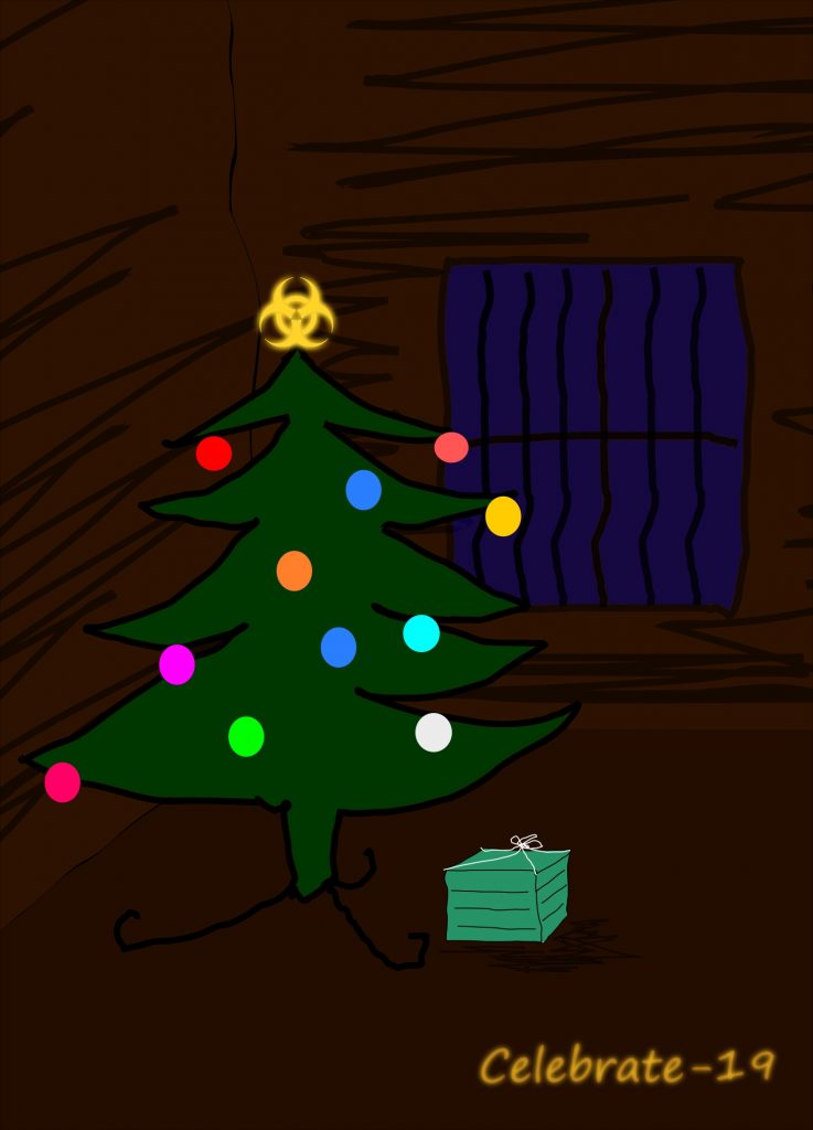covid19 christmas tree pine present lockdown grates virus pandemic isolation gift cell imprisonment