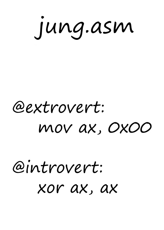 jung psychology personality type assembly assembler x86 introvert extrovert xor mov asm
