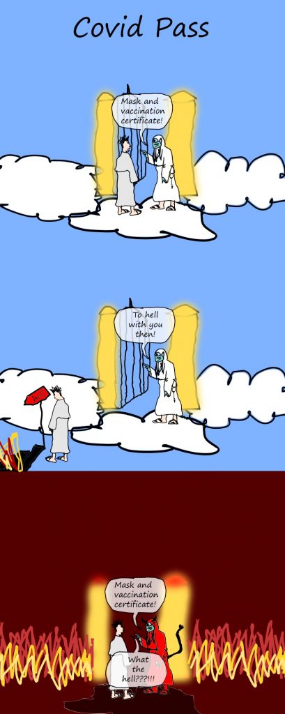 covid pass heaven hell gate passport certificate vaccination vaccine covid19 pandemic checkpoint totalitarianisms dictatorship lockdown