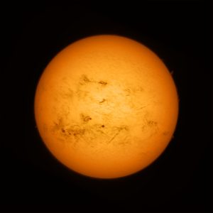He I D3, line information contrasted with continuum and enhanced, false color
